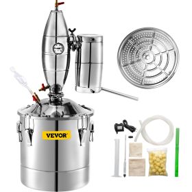 VEVOR 20L 5.3Gal Water Alcohol Distiller 304 Stainless Steel Alcohol Still Wine Making Boiler Home Kit with Thermometer for Whiskey Brandy Essential